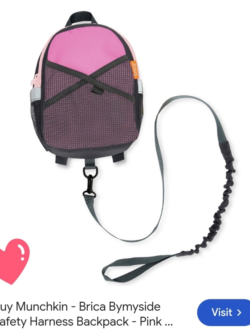 Pink Kids Safety Harness Backpack